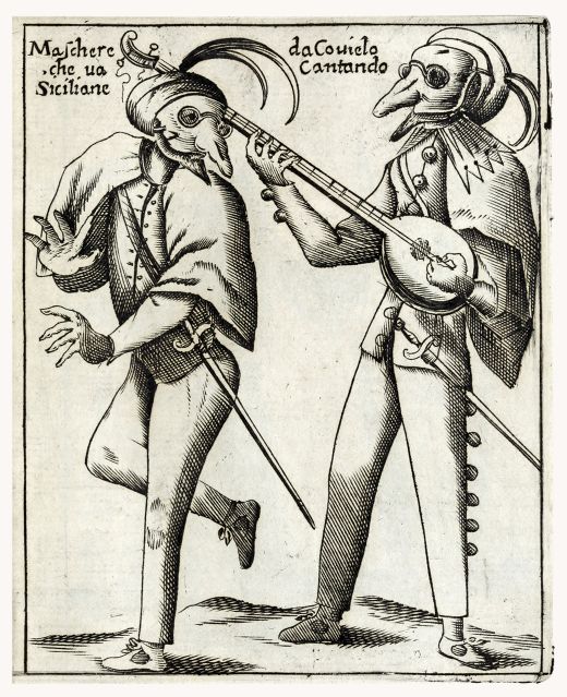 Etching by Francesco Bertelli: "Maschera da Covielo" - 1642
