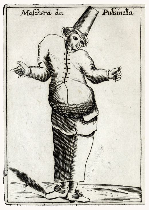Etching by Francesco Bertelli: "Maschera da Pulisinella" - 1642