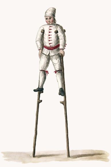Watercolorby Giovanni Grevembroch: "Uomo agile" - walking poles