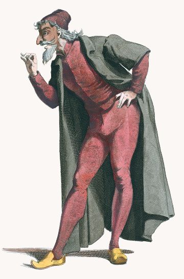 Color Illustration by Maurice Sand: Pantalone - year 1550