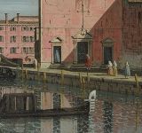 Bernardo Bellotto: "Venice: the Grand Canal facing Santa Croce" - oil on canvas (ca. 1738) - National Gallery