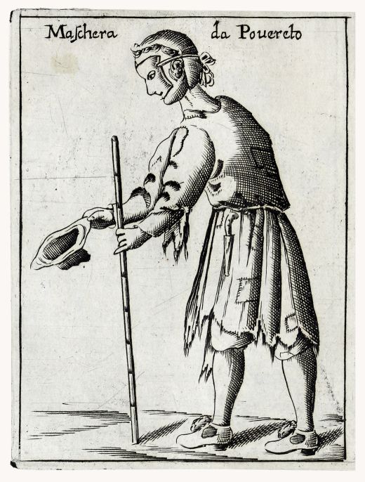 Etching by Francesco Bertelli: "Maschera da Povereto" - 1642
