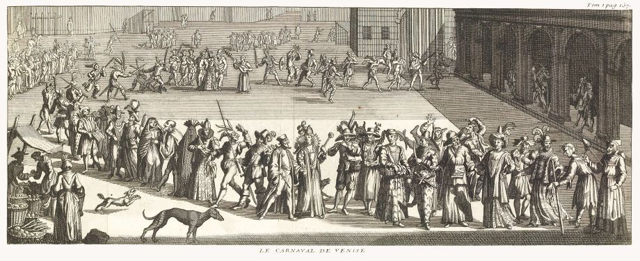 Alexandre de Rogissart: The Carnival of Venice, Italy's delights - book 1 page 157 - Etching, engraving (1707)