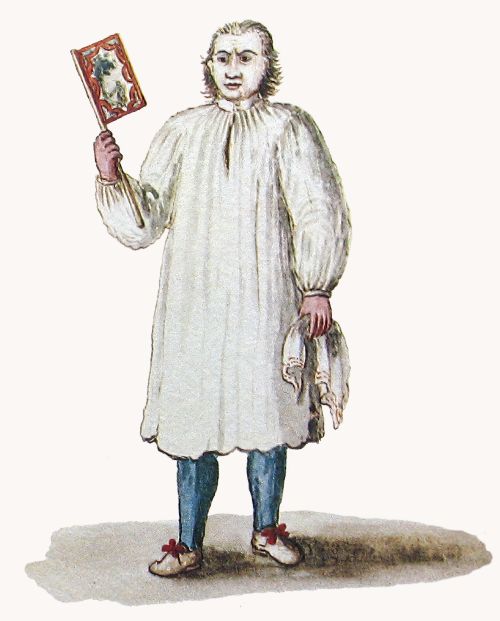 Watercolor by Giovanni Grevembroch: "Uomo Insensato" 18th century