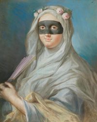 Lorenzo Tiepolo: Portrait of a lady with a mask pastel on paper (1763-1776)