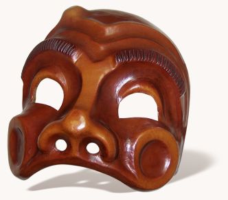 Harlequin reddish brown leather mask